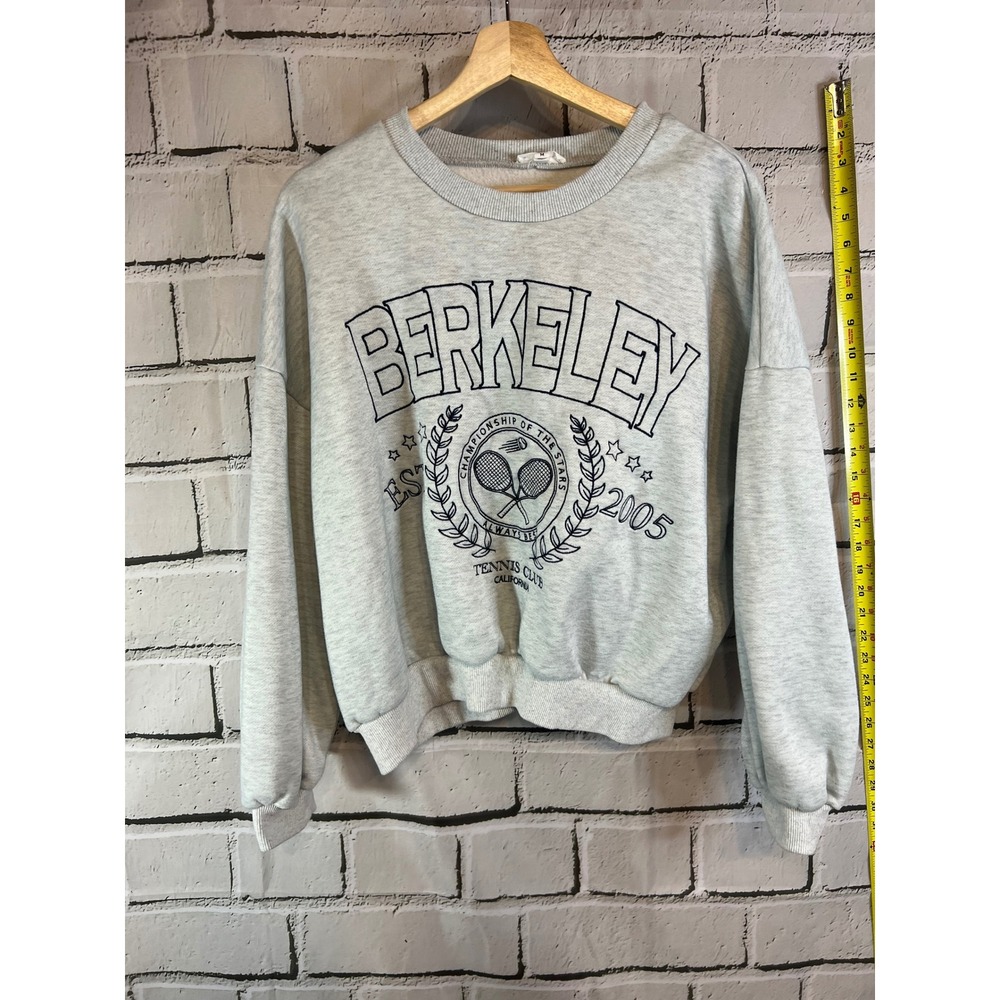 Blu Pepper Berkeley Tennis Club California Graphic Sweatshirt Gray Medium